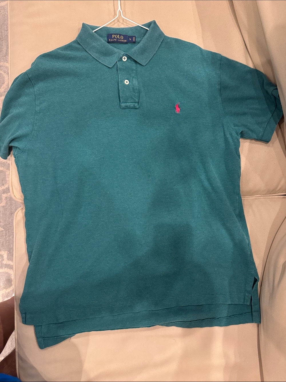 Polo by Ralph Lauren Teal Polo with Pink Pony Embroidery